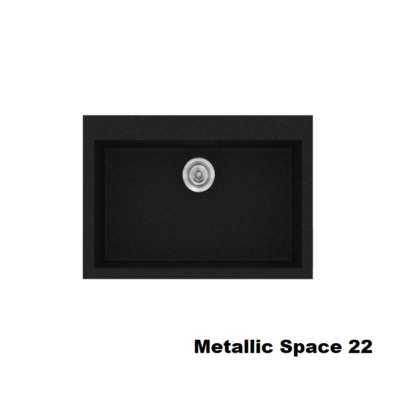 Μαυρος νεροχυτης για κουζινα μοντερνος συνθετικος μονος 70χ50 Metallic Space 22 Classic 338 Sanitec