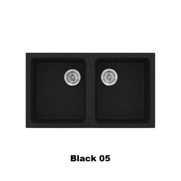 Μαυρος συνθετικος νεροχυτης κουζινας διπλος με 2 γουρνες 86χ50 Black 05 Classic 334 Sanitec