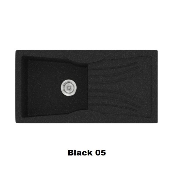 Μαυρος νεροχυτης κουζινας συνθετικος μοντερνος μονος με μαξιλαρι 99χ51 Black 05 Classic 328 Sanitec