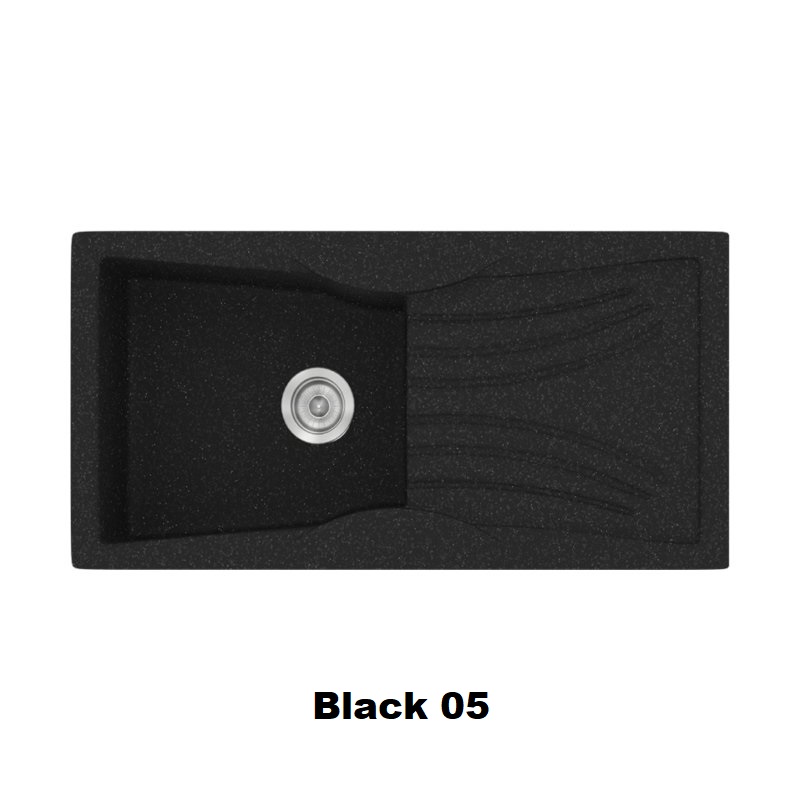 Μαυρος νεροχυτης κουζινας μοντερνος συνθετικος μονος με μαξιλαρι 99χ51 Black 05 Classic 328 Sanitec