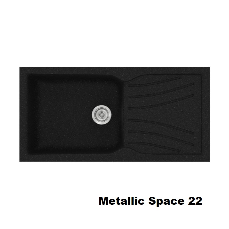 Metallic Space Black Modern 1 Bowl Composite Kitchen Sink with Drainer 100×50 Classic 324 Sanitec