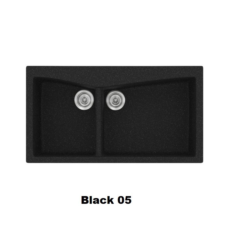 Black Modern 2 Bowl Composite Kitchen Sink 93×51 Classic 326 Sanitec