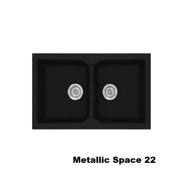 Μαυρος διπλος συνθετικος νεροχυτης κουζινας μοντερνος 78χ50 Metallic Space 22 Classic 340 Sanitec