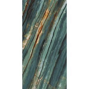 Turquoise Glossy Marble/Onyx Effect Wall & Floor Gres Porcelain Tile 60x120 Jazz Blue