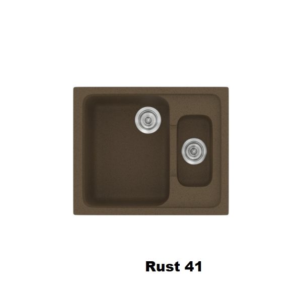 Μικροι συνθετικοι μοντερνοι νεροχυτες για κουζινα καφε με 1,5 γουρνες 62χ51 Rust 41 Classic 330 Sanitec