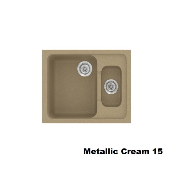 Μικροι μοντερνοι συνθετικοι νεροχυτες κουζινας με 1,5 γουρνες κρεμ 62χ51 Metallic Cream 15 Classic 330 Sanitec
