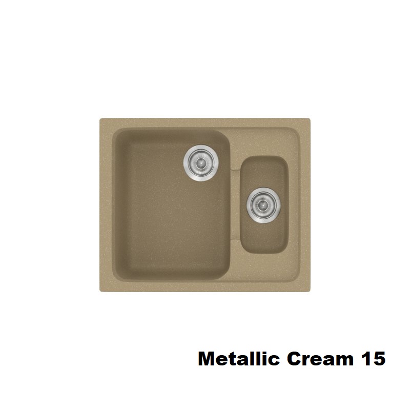 Μικροι συνθετικοι νεροχυτες κουζινας με 1,5 γουρνες κρεμ μοντερνοι 62χ51 Metallic Cream 15 Classic 330 Sanitec
