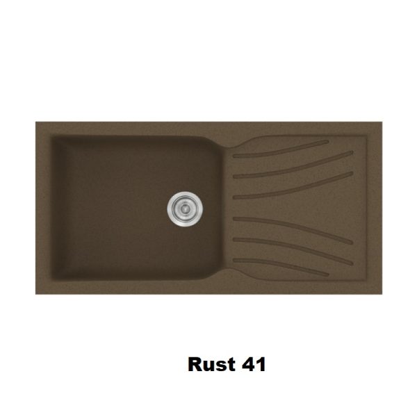 Rust Brown Modern 1 Bowl Composite Kitchen Sink with Drainer 100x50 Classic 324 Sanitec