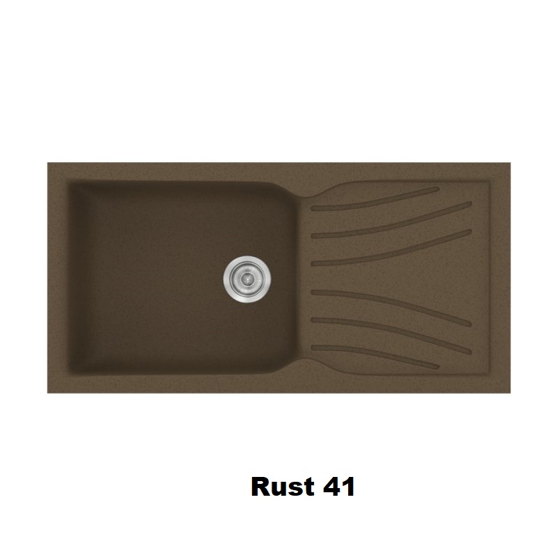 Rust Brown Modern 1 Bowl Composite Kitchen Sink with Drainer 100×50 Classic 324 Sanitec