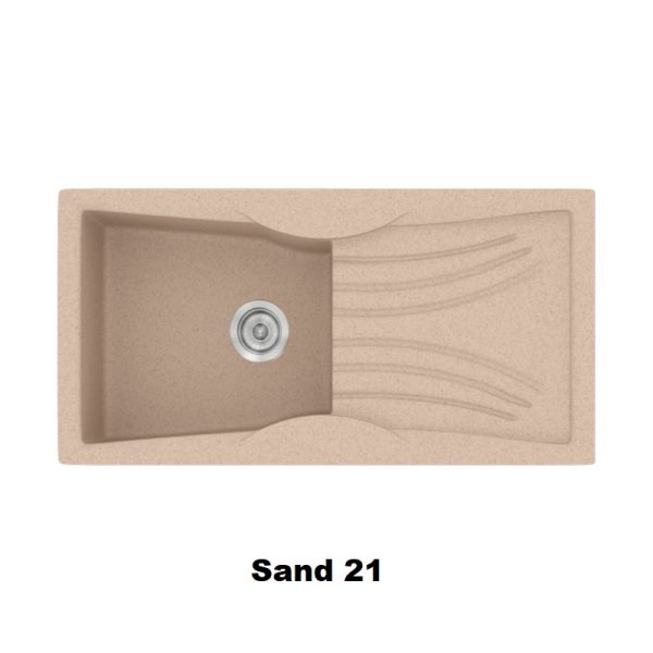 Μονος νεροχυτης κουζινας συνθετικος με ποδια μοντερνος μπεζ αμμου 99χ51 Sand 21 Classic 328 Sanitec