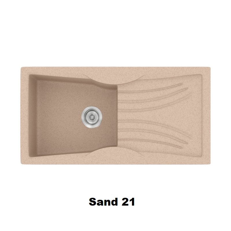 Μονος συνθετικος νεροχυτης κουζινας με ποδια μοντερνος μπεζ αμμου 99χ51 Sand 21 Classic 328 Sanitec