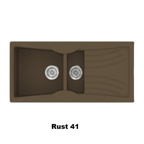 Rust Brown Modern 1,5 Bowl Composite Kitchen Sink with Drainer 104x51 Classic 329 Sanitec