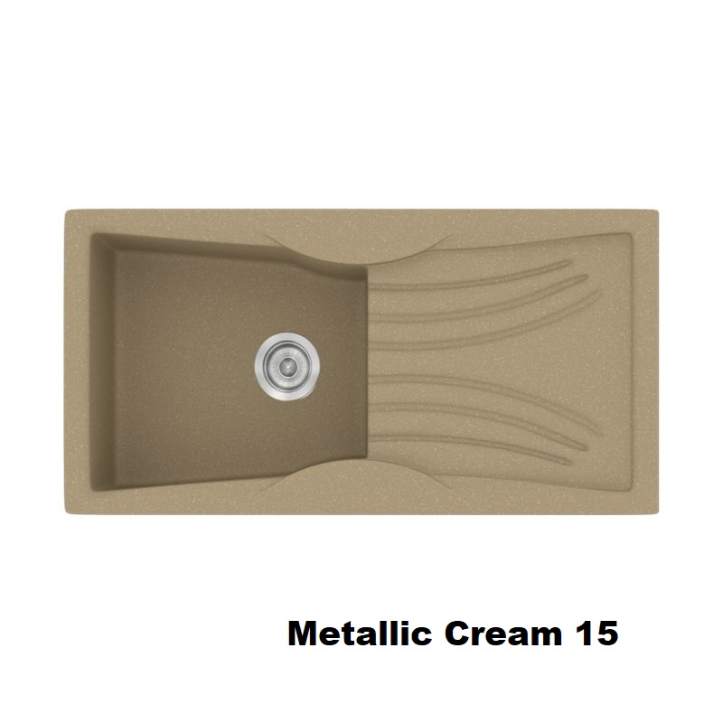 Cream Modern 1 Bowl Composite Kitchen Sink with Drainer 99×51 Classic 328 Sanitec