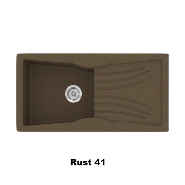 Rust Brown Modern 1 Bowl Composite Kitchen Sink with Drainer 99x51 Classic 328 Sanitec