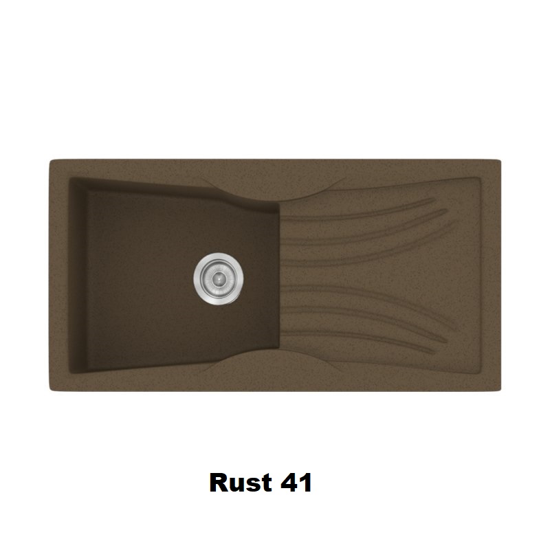 Rust Brown Modern 1 Bowl Composite Kitchen Sink with Drainer 99×51 Classic 328 Sanitec