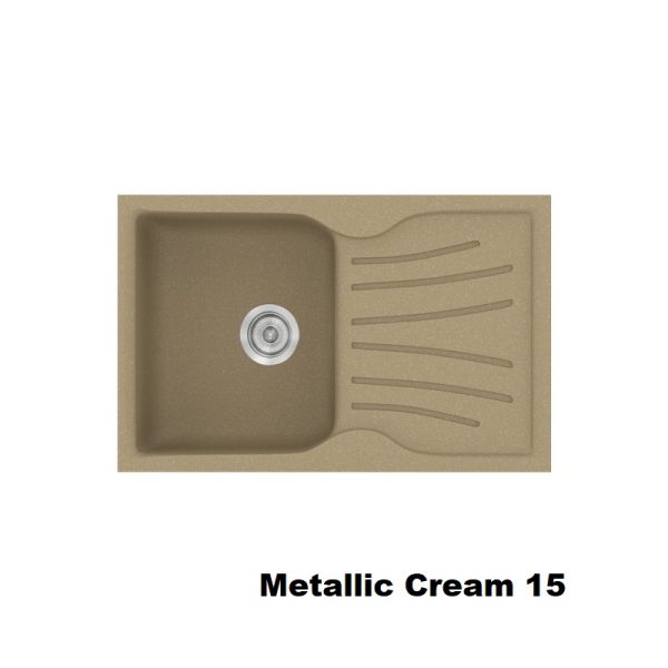Cream Modern 1 Bowl Composite Kitchen Sink with Drainer 78x50 Classic 327 Sanitec