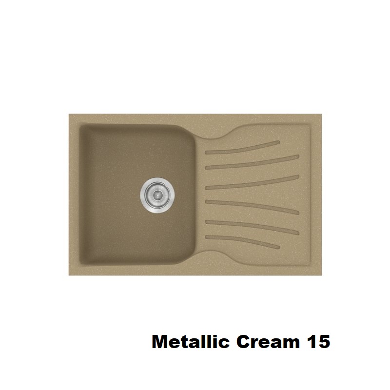 Μοντερνοι συνθετικοι νεροχυτες κουζινας με μια γουρνα και μαξιλαρι 78χ50 Metallic Cream 15 Classic 327 Sanitec