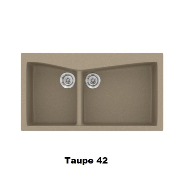 Taupe Modern 2 Bowl Composite Kitchen Sink 93x51 Classic 326 Sanitec