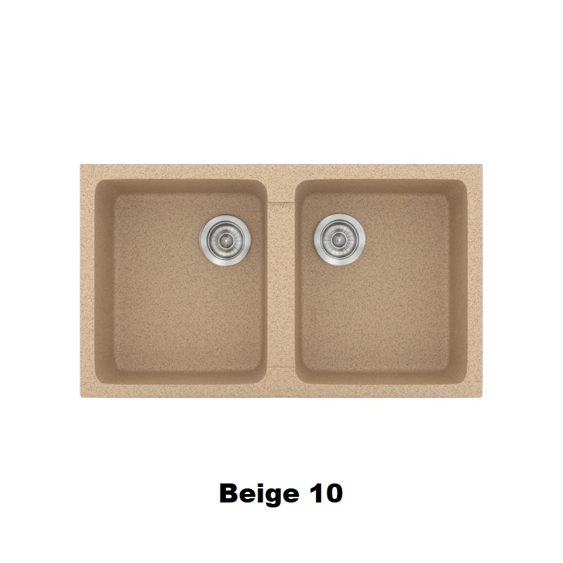 Beige Modern 2 Bowl Composite Kitchen Sink 86×50 Classic 334 Sanitec