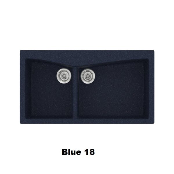 Μπλε μοντερνοι συνθετικοι νεροχυτες κουζινας με δυο γουρνες 93χ51 Blue 18 Classic 326 Sanitec