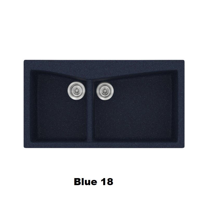 Μπλε συνθετικοι νεροχυτες κουζινας με δυο γουρνες μοντερνοι 93χ51 Blue 18 Classic 326 Sanitec