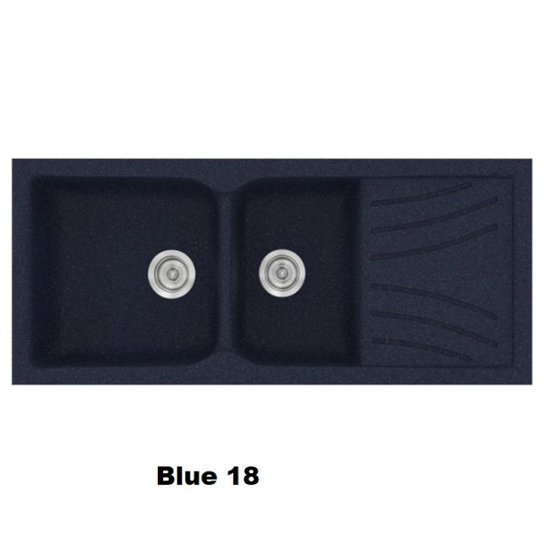 Μπλε μοντερνοι συνθετικοι νεροχυτες με 2 γουρνες και ποδια 115χ50 Blue 18 Classic 323 Sanitec