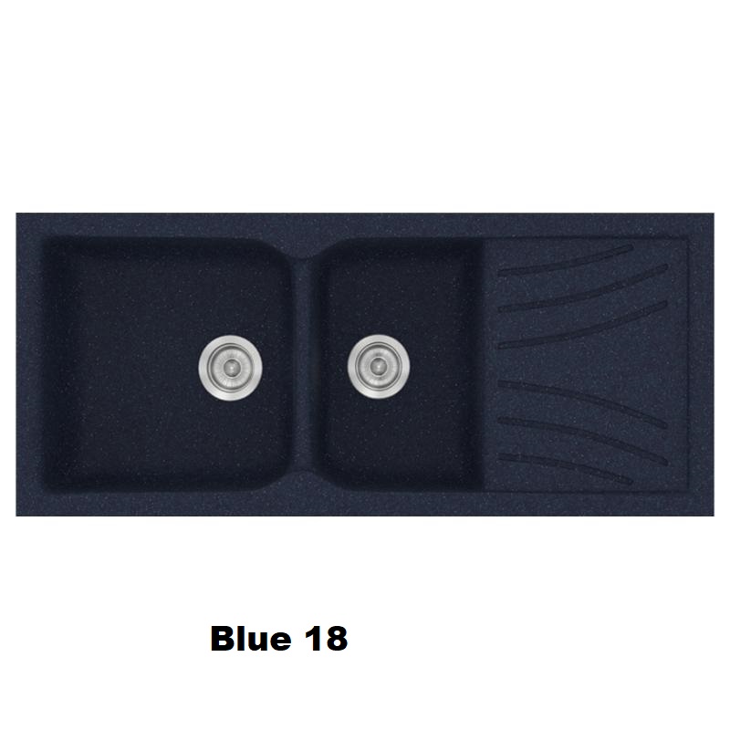 Μπλε συνθετικοι νεροχυτες με 2 γουρνες και ποδια μοντερνοι 115χ50 Blue 18 Classic 323 Sanitec