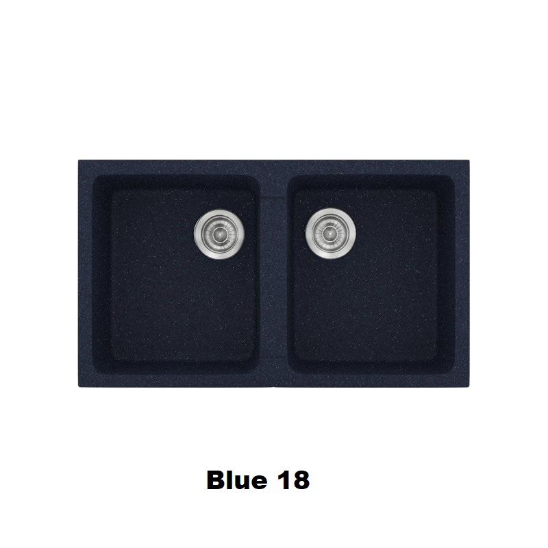 Μπλε συνθετικος διπλος νεροχυτης κουζινας με δυο γουρνες 86χ50 Blue 18 Classic 334 Sanitec