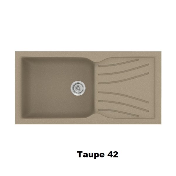 Taupe Modern 1 Bowl Composite Kitchen Sink with Drainer 100x50 Classic 324 Sanitec