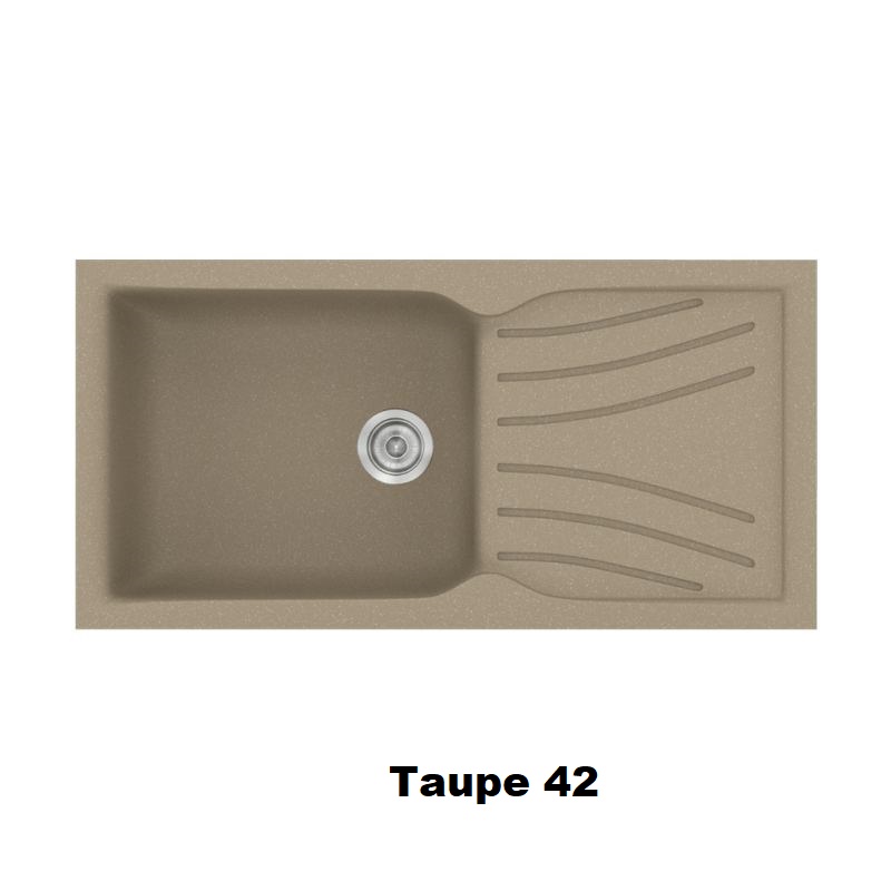 Taupe Modern 1 Bowl Composite Kitchen Sink with Drainer 100×50 Classic 324 Sanitec