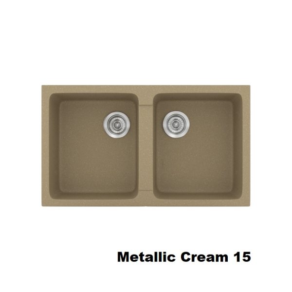 Νεροχυτες συνθετικοι κουζινας διπλοι μοντερνοι με 2 γουρνες κρεμ 86χ50 Metallic Cream 15 Classic 334 Sanitec