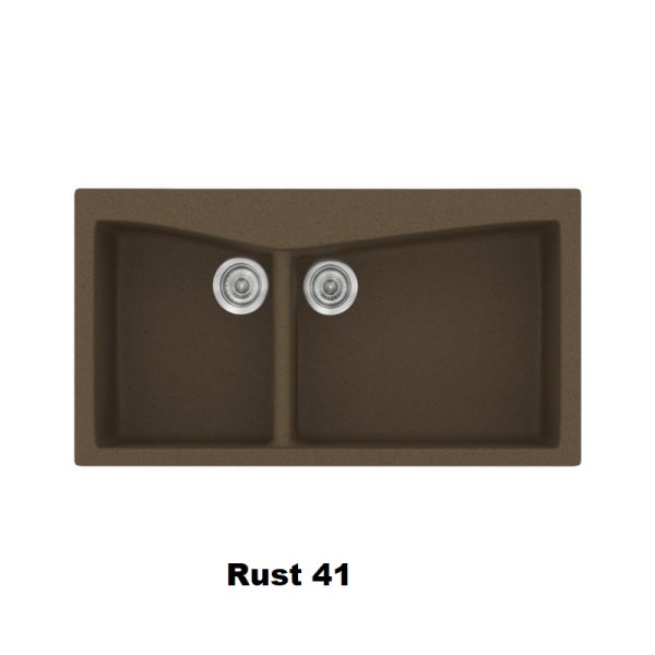 Rust Modern 2 Bowl Composite Kitchen Sink 93x51 Classic 326 Sanitec