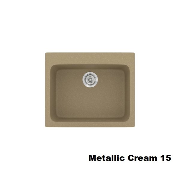 Metallic Cream Modern 1 Bowl Small Composite Kitchen Sink 60x50 Classic 331 Sanitec