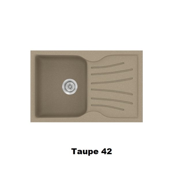 Taupe Modern 1 Bowl Composite Kitchen Sink with Drainer 78x50 Classic 327 Sanitec