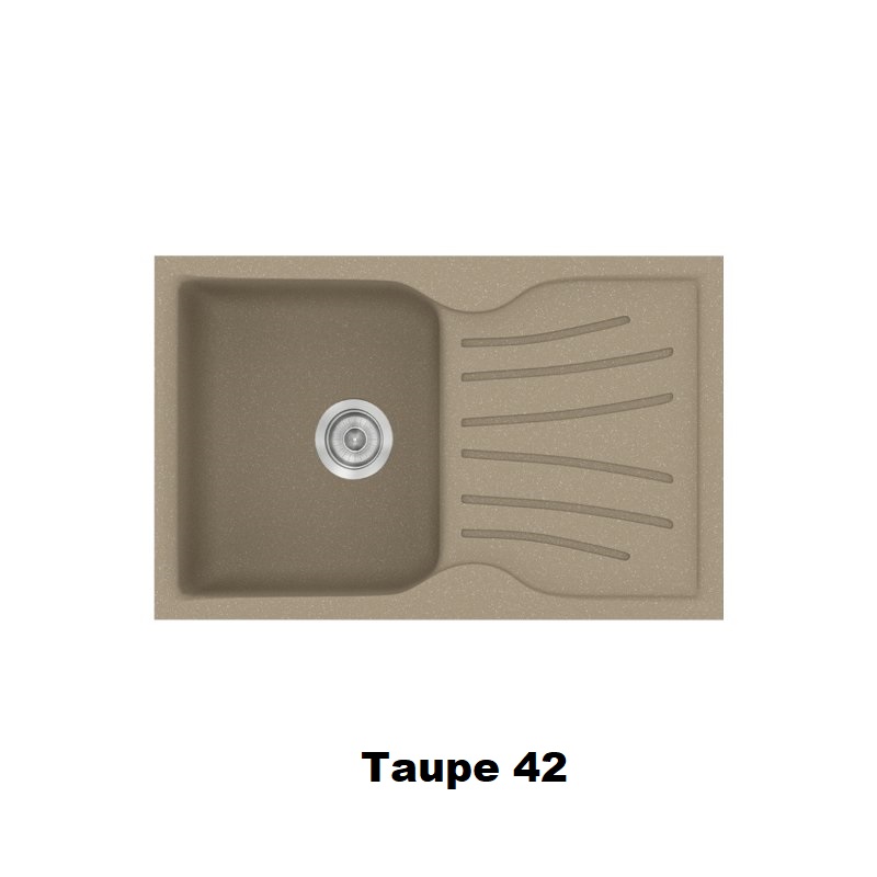 Taupe Modern 1 Bowl Composite Kitchen Sink with Drainer 78×50 Classic 327 Sanitec