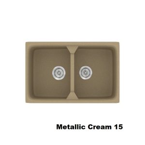 Metallic Cream Modern 2 Bowl Composite Kitchen Sink 78x51 Classic 318 Sanitec