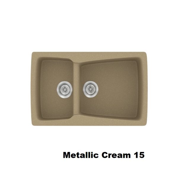 Metallic Cream Modern 1.5 Bowl Composite Kitchen Sink 79x50 Classic 320 Sanitec