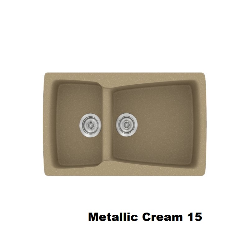 Metallic Cream Modern 1.5 Bowl Composite Kitchen Sink 79×50 Classic 320 Sanitec