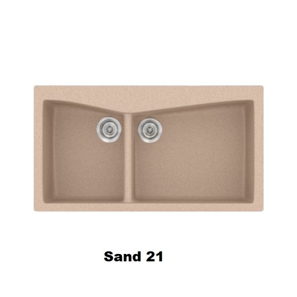Νεροχυτης συνθετικοςμε δυο γουρνες για κουζινα μοντερνος 93χ51 Sand 21 Classic 326 Sanitec