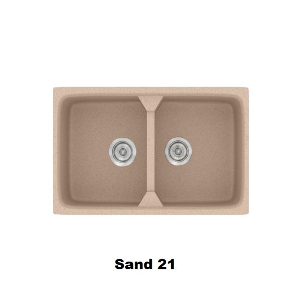 Νεροχυτης μοντερνος συνθετικος μπεζ αμμου διπλος 78χ51 Sand 21 Classic 318 Sanitec