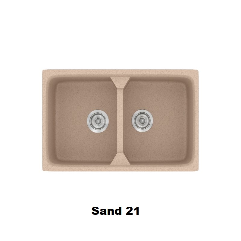 Νεροχυτης συνθετικος μοντερνος μπεζ αμμου διπλος 78χ51 Sand 21 Classic 318 Sanitec