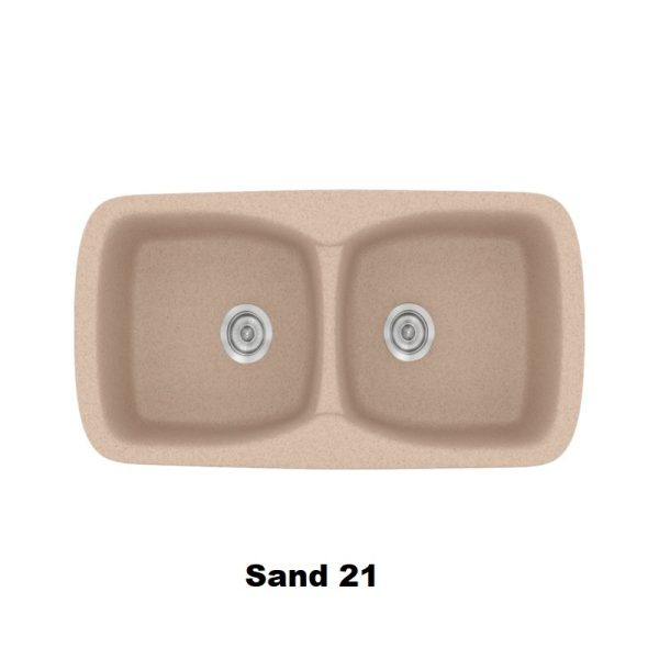 Νεροχυτης μοντερνος συνθετικος μπεζ αμμου με 2 γουρνες 93χ51 Sand 21 Classic 319 Sanitec
