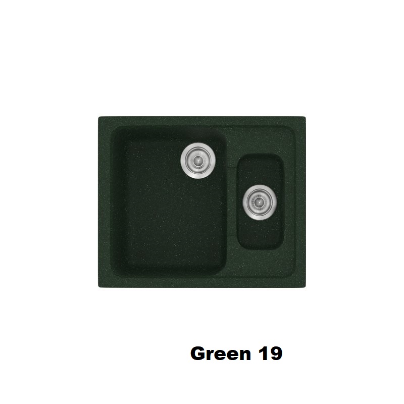 Πρασινοι μικροι συνθετικοι νεροχυτες κουζινας 1,5 γουρνες 62χ51 Green 19 Classic 330 Sanitec