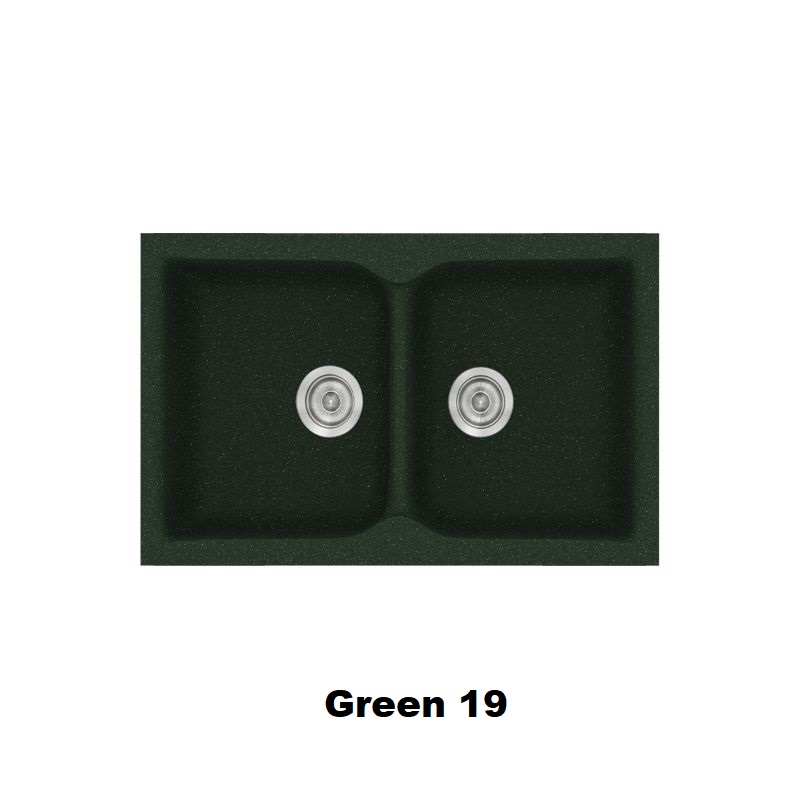 Πρασινοι νεροχυτες κουζινας μοντερνοι συνθετικοι διπλοι 78χ50 Green 19 Classic 340 Sanitec