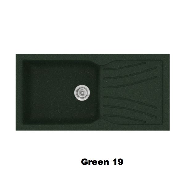 Green Modern 1 Bowl Composite Kitchen Sink with Drainer 100x50 Classic 324 Sanitec
