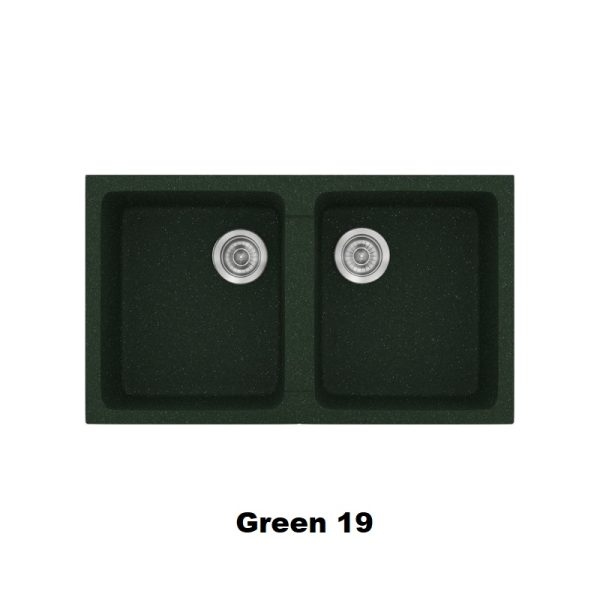 Πρασινοι νεροχυτες κουζινας συνθετικοι με δυο γουρνες 86χ50 Green 19 Classic 334 Sanitec