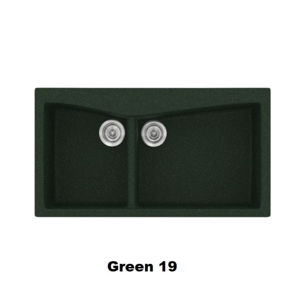 Green Modern 2 Bowl Composite Kitchen Sink 93x51 Classic 326 Sanitec
