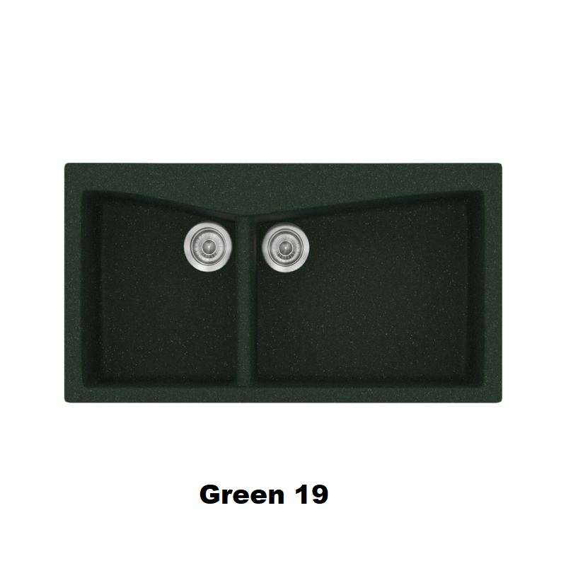Πρασινος μοντερνος νεροχυτης κουζινας συνθετικος διπλος 93χ51 Green 19 Classic 326 Sanitec