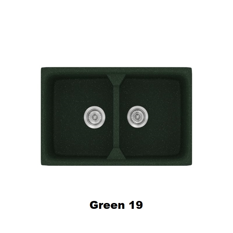 Πρασινος νεροχυτης κουζινας συνθετικος με 2 γουρνες 78χ51 Green 19 Classic 318 Sanitec