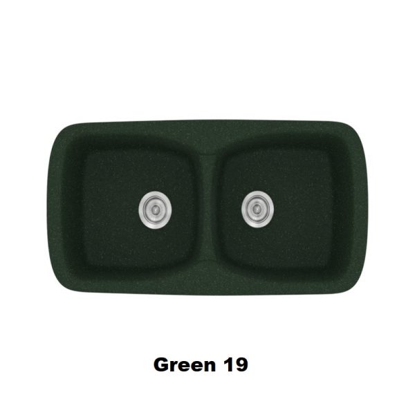 Πρασινος μοντερνος συνθετικος διπλος νεροχυτης κουζινας 93χ51 Green 19 Classic 319 Sanitec